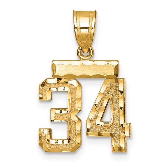 14k Yellow Gold Varsity Collection Small D/C Pendant Number 34